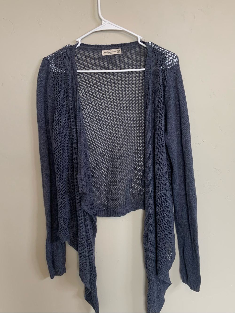Abercrombie & Fitch XS/S Blue Mesh Crochet Cardigan Boho Sweater Lightweight